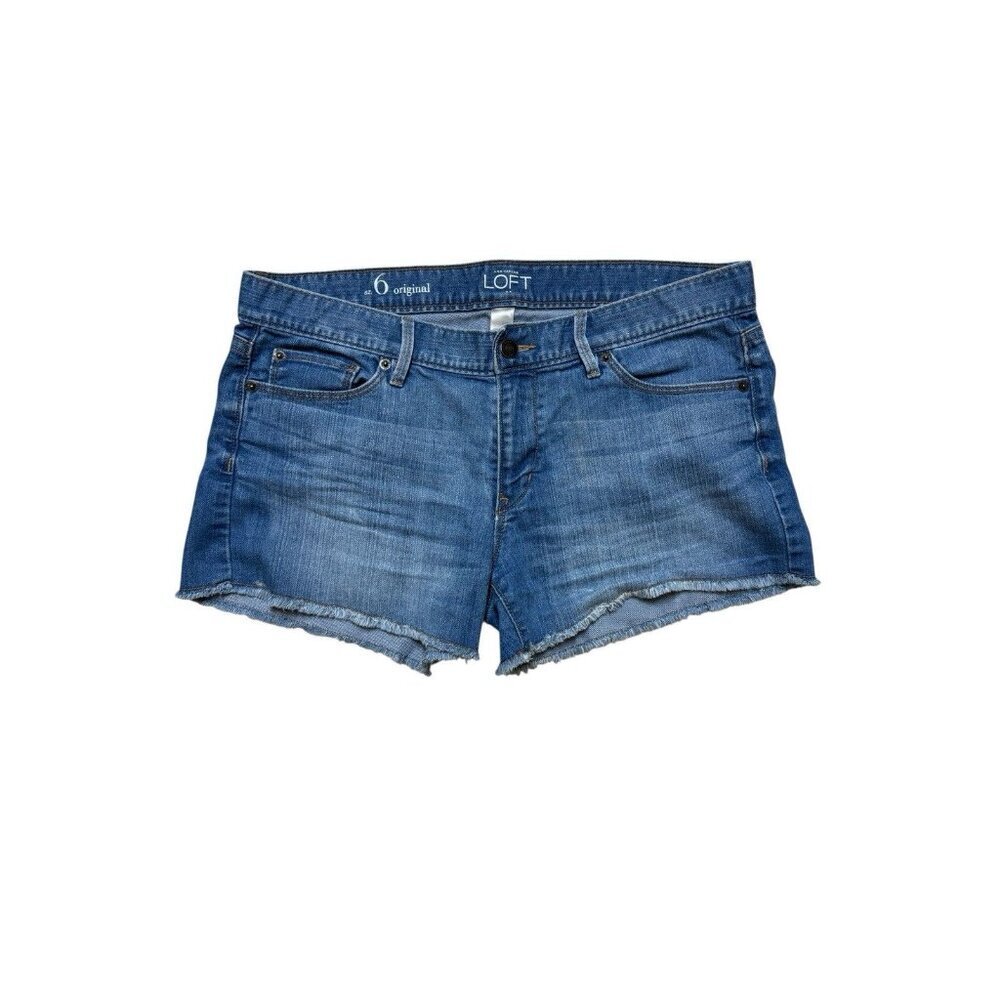 LOFT Original Denim Shorts Size 6 Frayed Cutoff Stretch Jean Shorts